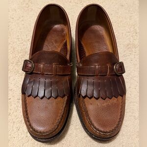 Sebago Dark Brown Leather Loafers with Buckle